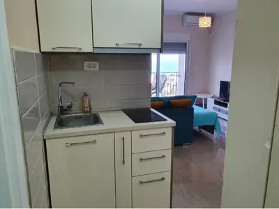 a kitchen with a sink and a counter top at Apartment Blue Utjeha Hladna uvala in Kruče