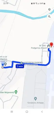 a map of the proposed route for the subway at Cozzy LUX apartment near the Airport Podgorica in Lajkovići