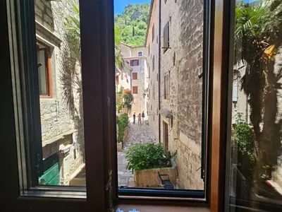 a view of an alley from a window at patrik in Kotor