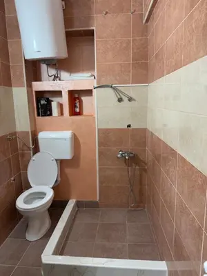 a bathroom with a toilet and a shower at Petar Marstijepović in Bar, Susanj