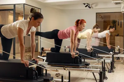 a group of women in a pilates class at Hotel Harmonia by Dukley in Budva