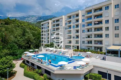 an aerial view of a hotel with a swimming pool at Status-M Apartments 187 in Becici