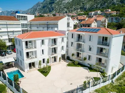 an aerial view of buildings in a city at The Luxury Maison W Nest - 2 bedroom apartment in Kotor