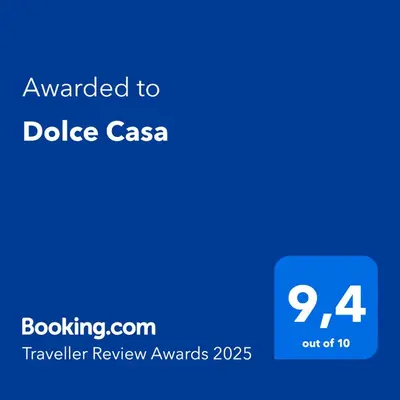 a blue screen with the text awarded to dodge casas at Dolce Casa in Kotor